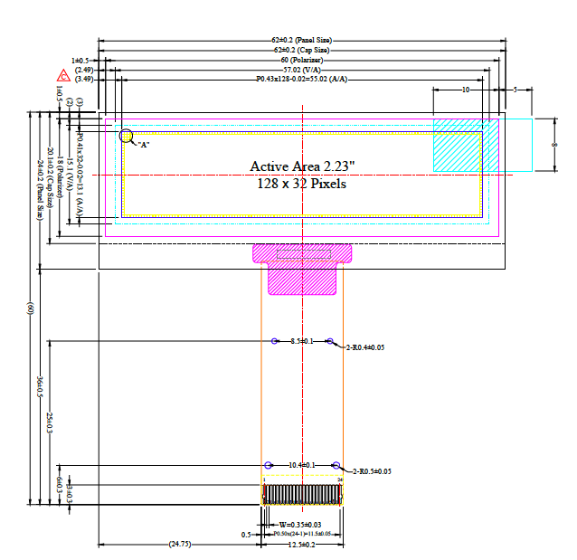 2 23 Inch Oled Display 12832 Lcd Screen Ssd1305 Drive Standard 24p Shenzhen Xin Jing Technology Co Ltd
